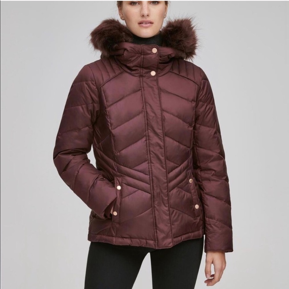 Andrew Marc Mallory Chevron Quilted Down Coat